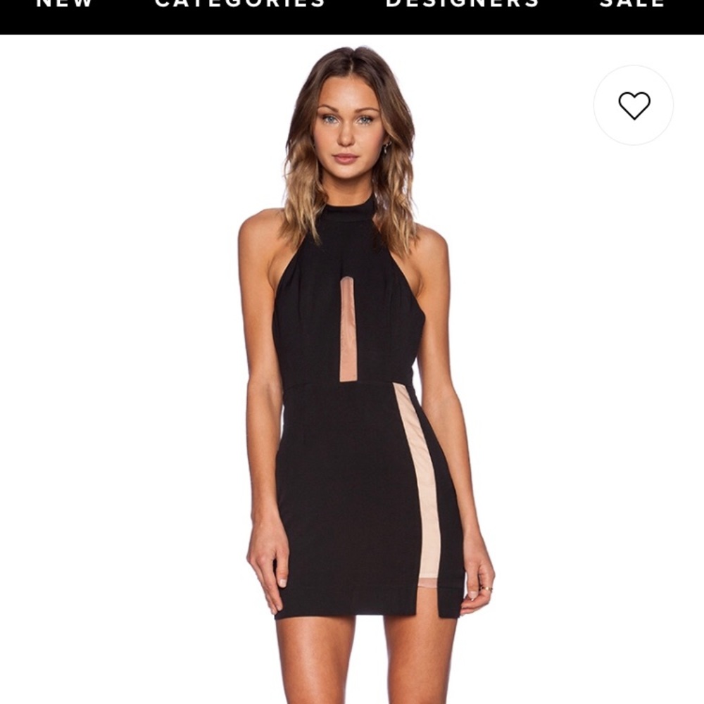 NBD Revolve illusion mock collar dress in black.
